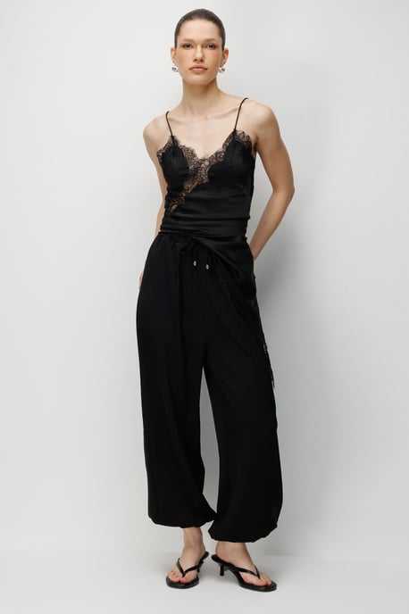 Textured Long Jogger Pants with Drawstring Waist and Pocket - Image 2