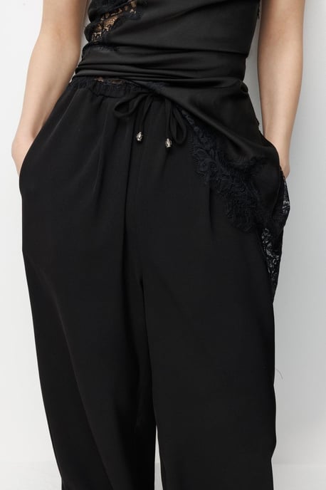 Textured Long Jogger Pants with Drawstring Waist and Pocket - Image 3