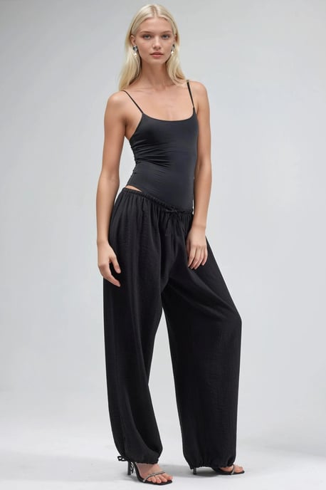 Elastic Waist Pants with Tie Detail - Image 2