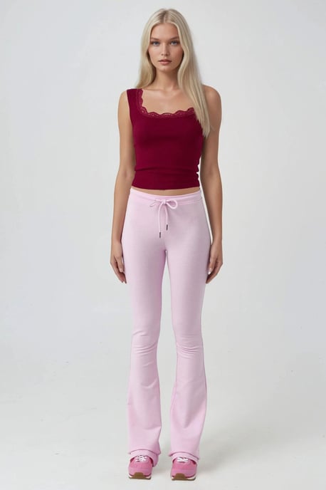 Mid Waist Flare Leg Sweatpants with Drawstring - Image 2