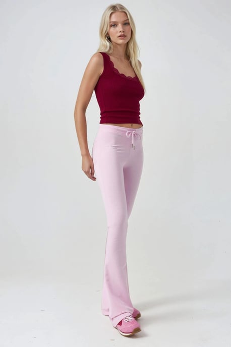 Mid Waist Flare Leg Sweatpants with Drawstring - Image 3