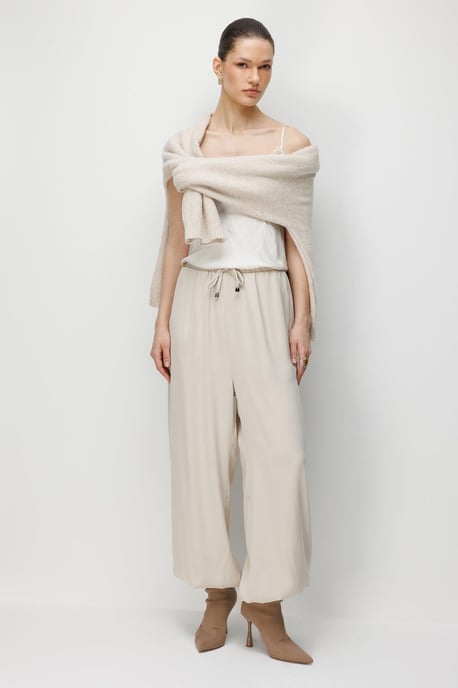 Textured Long Jogger Pants with Drawstring Waist and Pocket - Image 2