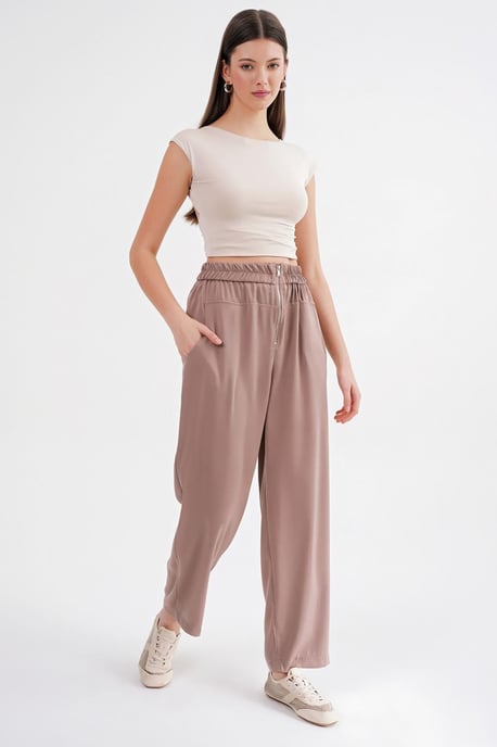 Drawstring Waist Cigarette Jogger Pants - Image 3