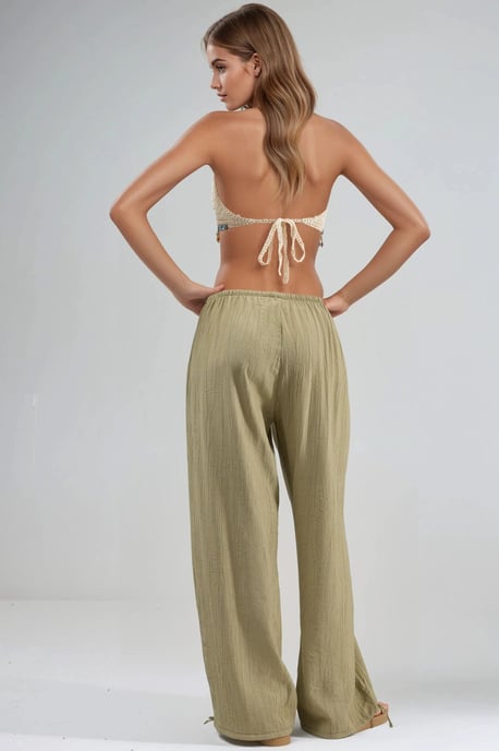 Elastic Waist Pants with Tie Detail - Image 3
