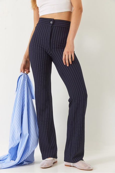 High Waist Striped Flare Pants with Bow - Image 4