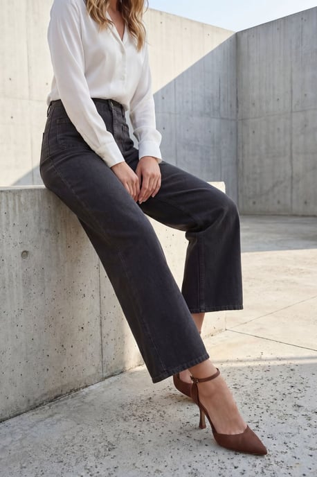 Hoge Taille Denimbroek met Rits - Image 3
