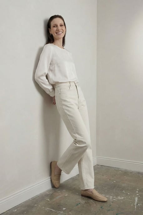 High Waist Denim Rechte Pantalon met Zakken - Image 6