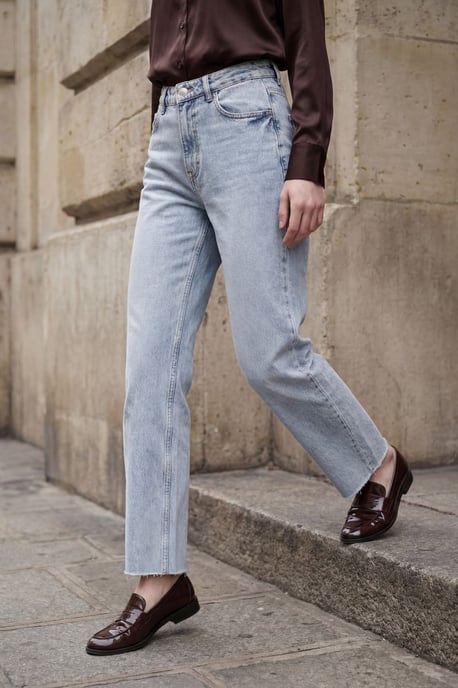 Hoge taille enkel lengte rechte jeansbroek - Image 3