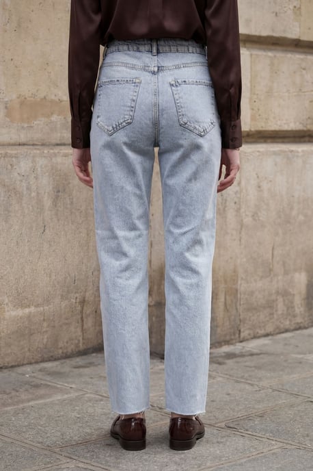 Hoge taille enkel lengte rechte jeansbroek - Image 4