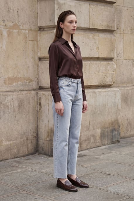 Hoge taille enkel lengte rechte jeansbroek - Image 6