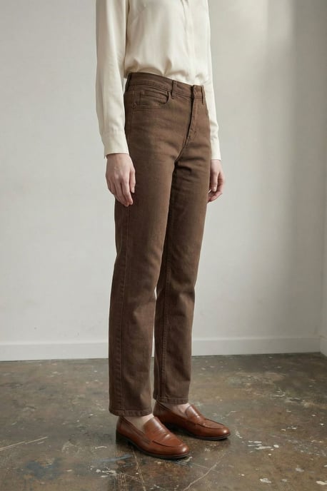 Hoge Taille Denim Rechte Pantalon met Zakken - Image 3