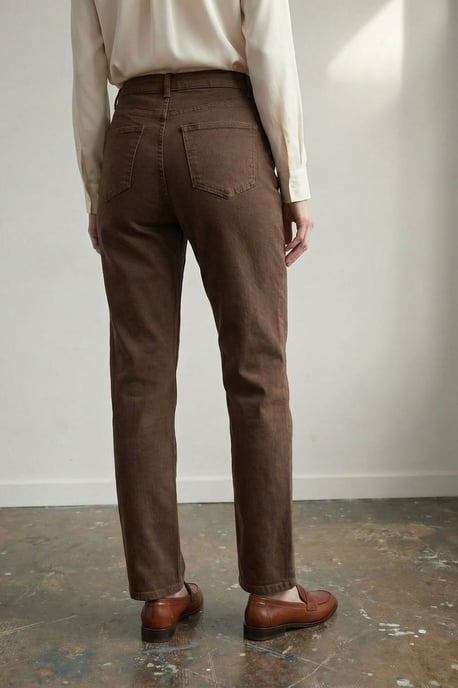 Hoge Taille Denim Rechte Pantalon met Zakken - Image 4