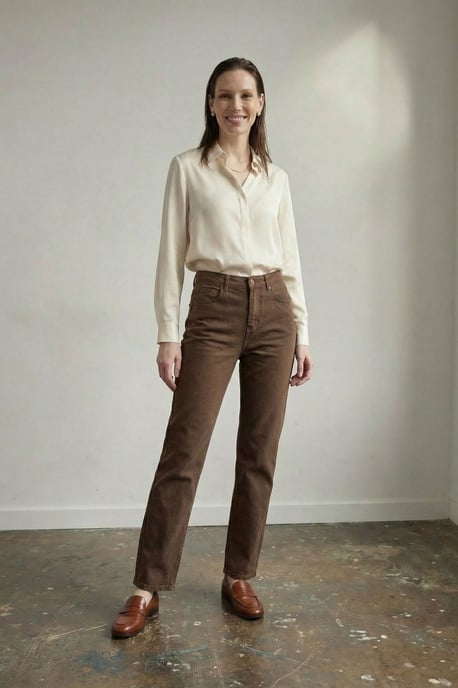 Hoge Taille Denim Rechte Pantalon met Zakken - Image 5