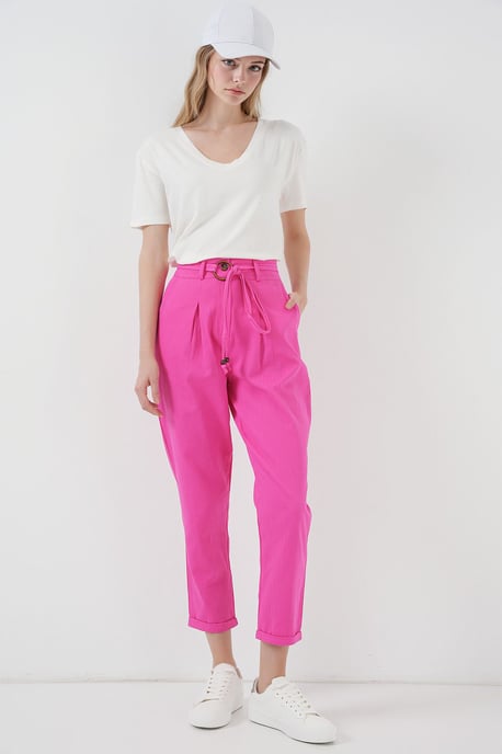 Enkel-lange Relaxed Fit Broek met Strik - Image 1