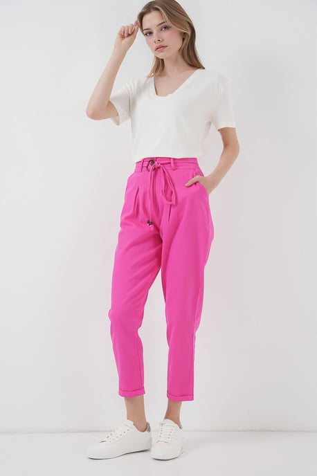 Enkel-lange Relaxed Fit Broek met Strik - Image 3