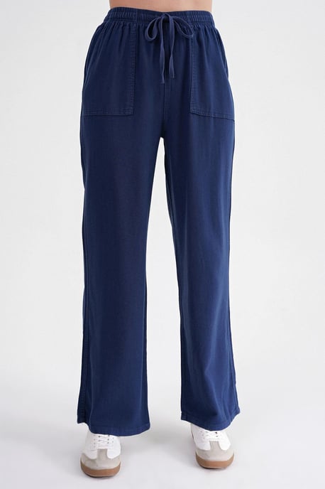 Mid-Waist Rechte Pantalon van Katoen met Striksluiting - Image 5