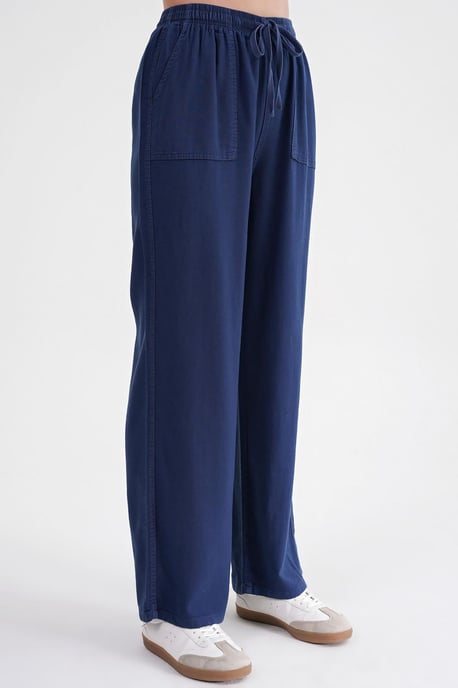 Mid-Waist Rechte Pantalon van Katoen met Striksluiting - Image 6