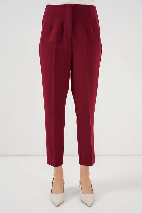 High Waist Slim Fit Ankle Length Crepe Pants - Image 4