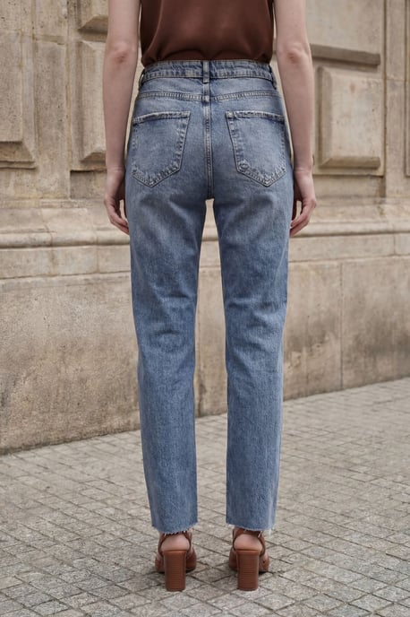 Hoge Taille Enkel Lange Rechte Spijkerbroek - Image 3