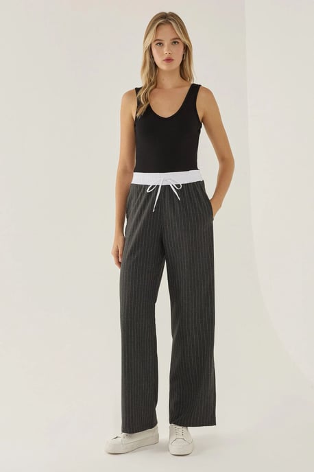 Elastic Waist Striped Pants - Image 1