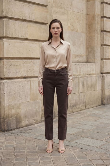Hoge Taille Ankle Length Rechtaflopende Denim Broek - Image 6