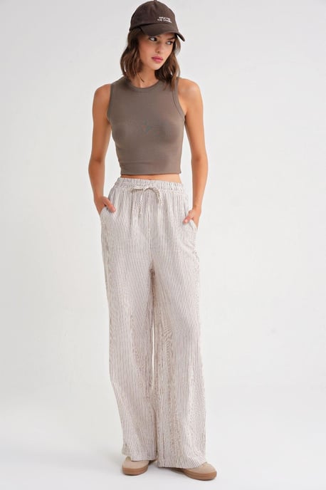 Hoge Taille Gestreepte Joggingbroek met Touwtjes - Image 2