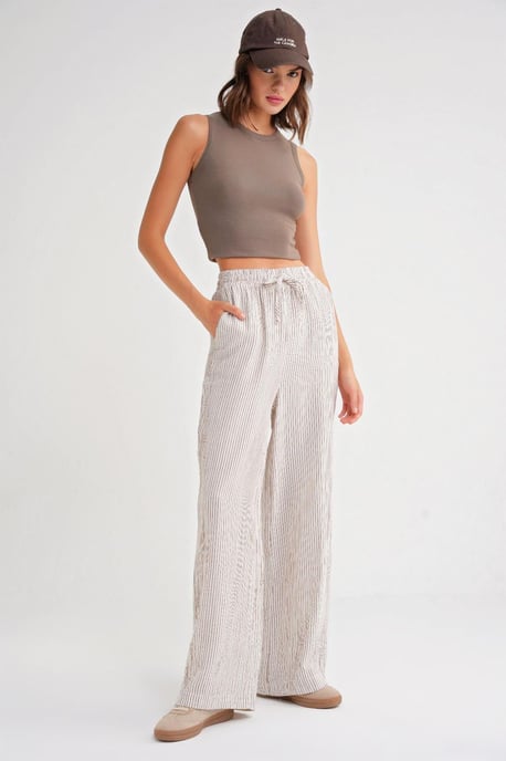 Hoge Taille Gestreepte Joggingbroek met Touwtjes - Image 3