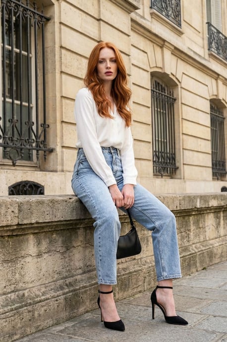 Hoge Taille Slim Fit Denim Broek - Image 2