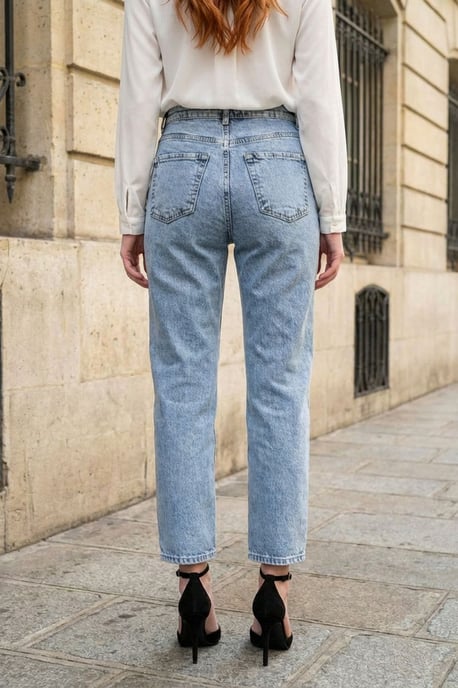 Hoge Taille Slim Fit Denim Broek - Image 3