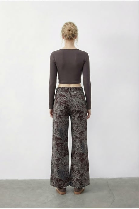 Hoge Taille Paisley Print Rechte Spijkerbroek - Image 5