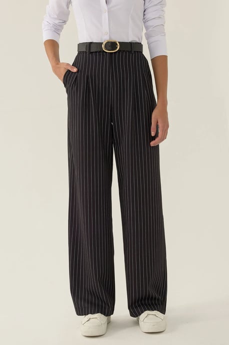 High Waist Striped Straight Leg Pants - Image 2