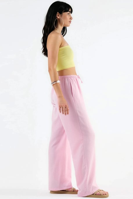 Textured Woven Straight Leg Pants with Drawstring Waist - Image 2