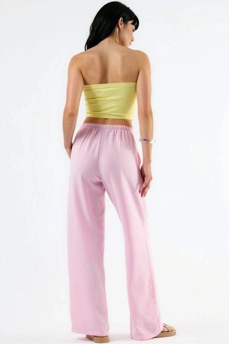 Textured Woven Straight Leg Pants with Drawstring Waist - Image 3