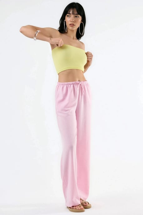 Textured Woven Straight Leg Pants with Drawstring Waist - Image 4