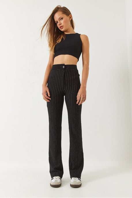 High Waist Striped Flare Pants with Bow - Image 4