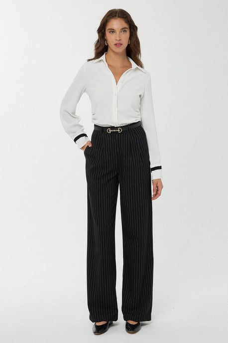 Hoge Taille Gestreepte Rechte Broek - Image 1