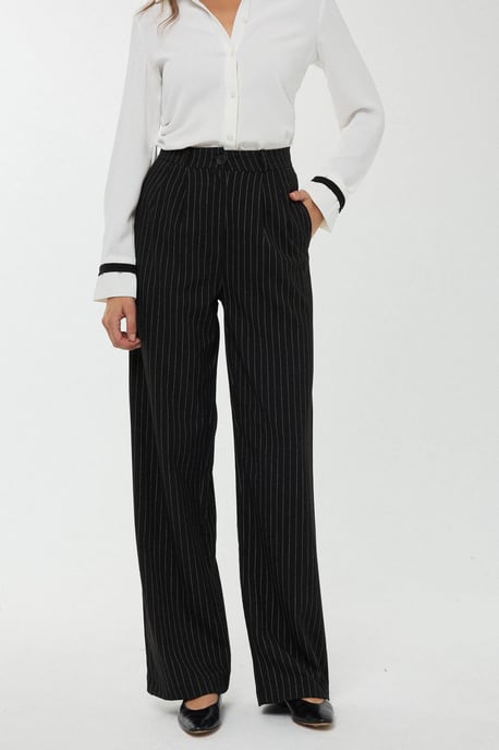 Hoge Taille Gestreepte Rechte Broek - Image 2