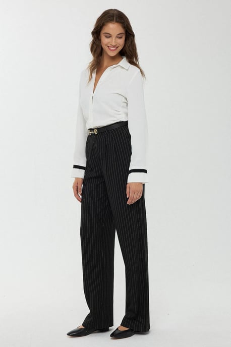 Hoge Taille Gestreepte Rechte Broek - Image 3