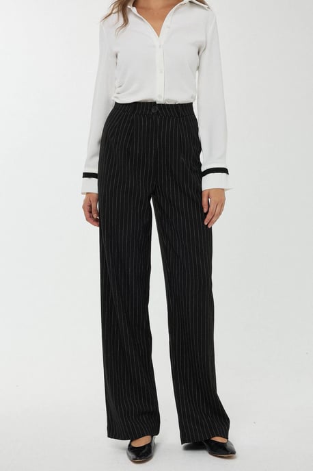 Hoge Taille Gestreepte Rechte Broek - Image 4