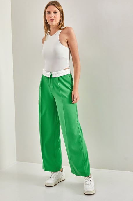 High Waist Straight Leg Pants with Button Closure - Image 4