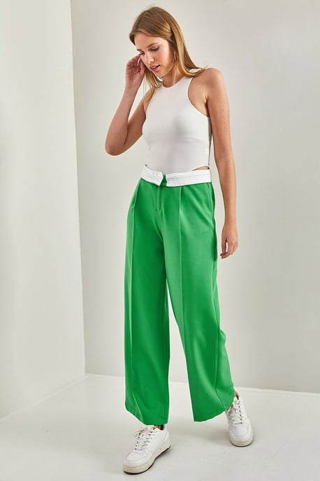 High Waist Straight Leg Pants with Button Closure - Image 5