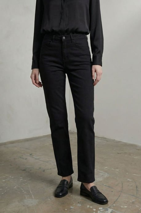 High Waist Denim Rechtemodel Broek met Zakken - Image 2
