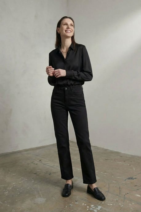 High Waist Denim Rechtemodel Broek met Zakken - Image 3