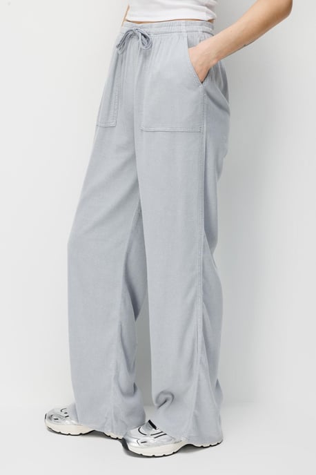 Mid Rise Rechte Pantalon van Katoen met Striksluiting - Image 2