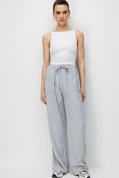 Mid Rise Rechte Pantalon van Katoen met Striksluiting - Image 3