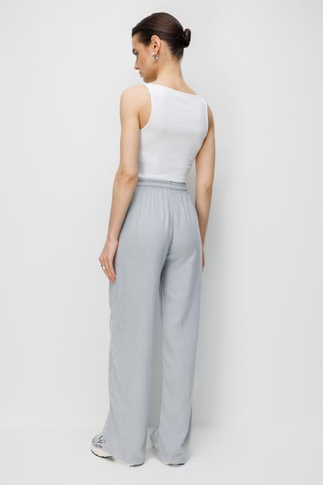 Mid Rise Rechte Pantalon van Katoen met Striksluiting - Image 5