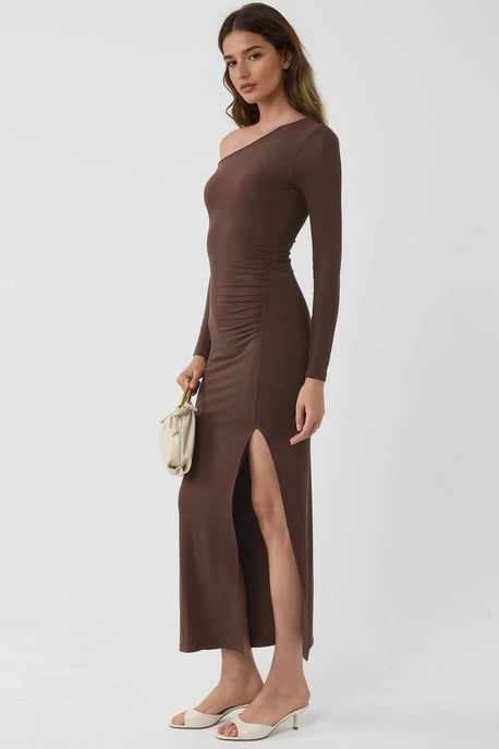 Asymmetrisk halsringning maxi klänning med slits - Image 2