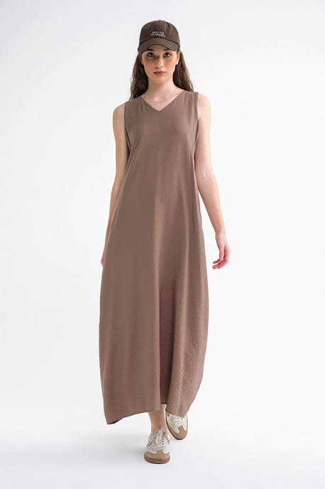 V-hals Mouwloze Maxi-Jurk met Zakken - Image 5