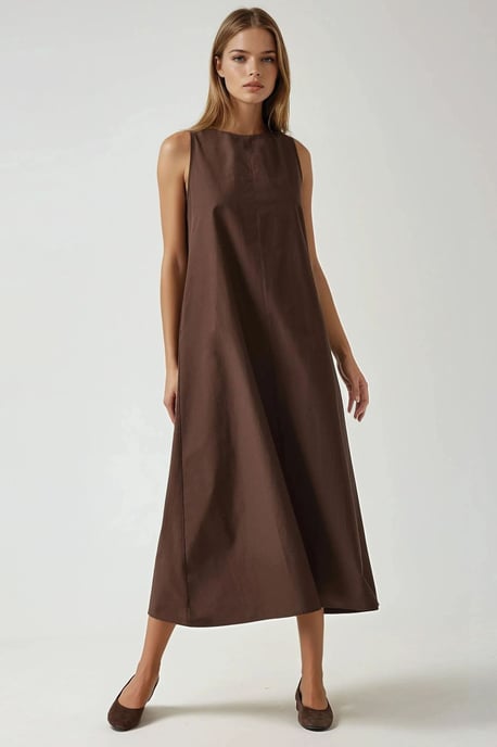 Mixray Collectie Crew Neck Mouwloos A-Lijn Maxi Jurk - Image 5