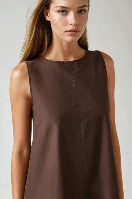 Mixray Collectie Crew Neck Mouwloos A-Lijn Maxi Jurk - Image 6